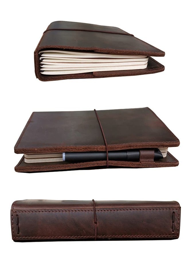 newestor Travelers Notebook Cover with Inner Pockets, Card Slots and Pen Holder, A5 Size, Dark Brown - Image 5