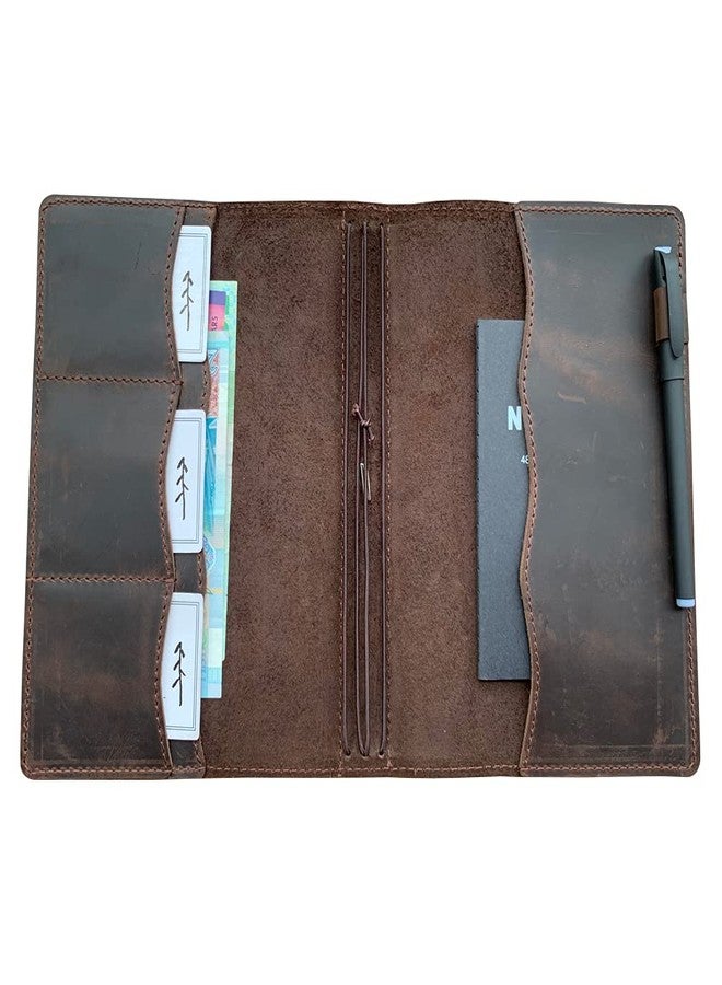 newestor Travelers Notebook Cover with Inner Pockets, Card Slots and Pen Holder, A5 Size, Dark Brown - Image 2
