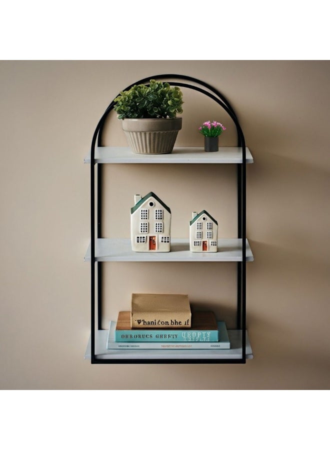 DANUBE HOME Stylish Arch Wall Shelf for Living Room - Metal Black/White Design, Ideal for Home Decor & Storage - Size: W50 x D18 x H90 cm - Ideal Wall Shelves for Modern Spaces
