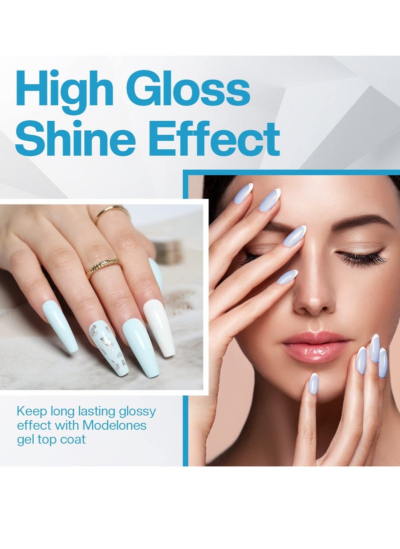 modelones - modelones Gel Nail Polish Top Coat- 15ml No Wipe, High Gloss Shiny Long Lasting Top Gel for Clear Nail Gel and Acrylic Nails, for Home DIY and Nail Salon - Image 1