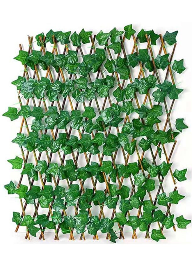 LINGWEI 5 Pcs Bamboo Wooden Fence with Artificial Plants Green Leaves Expandable Wicker for Home Garden Decoration  - Image 2