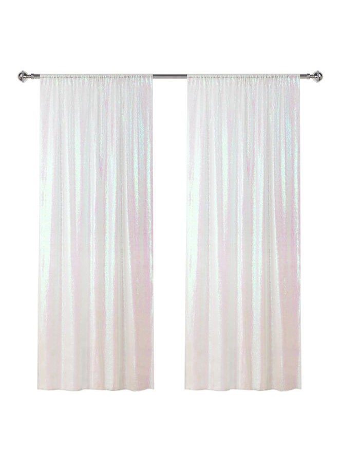 Sugargirl - White Iridescent Sequin Backdrop Curtain 2 Panels 2FTx8FT Glitter White Iridescent Background Drapes Sparkle Photography Backdrop for Party Wedding Birthday Wall Decoration - Image 1