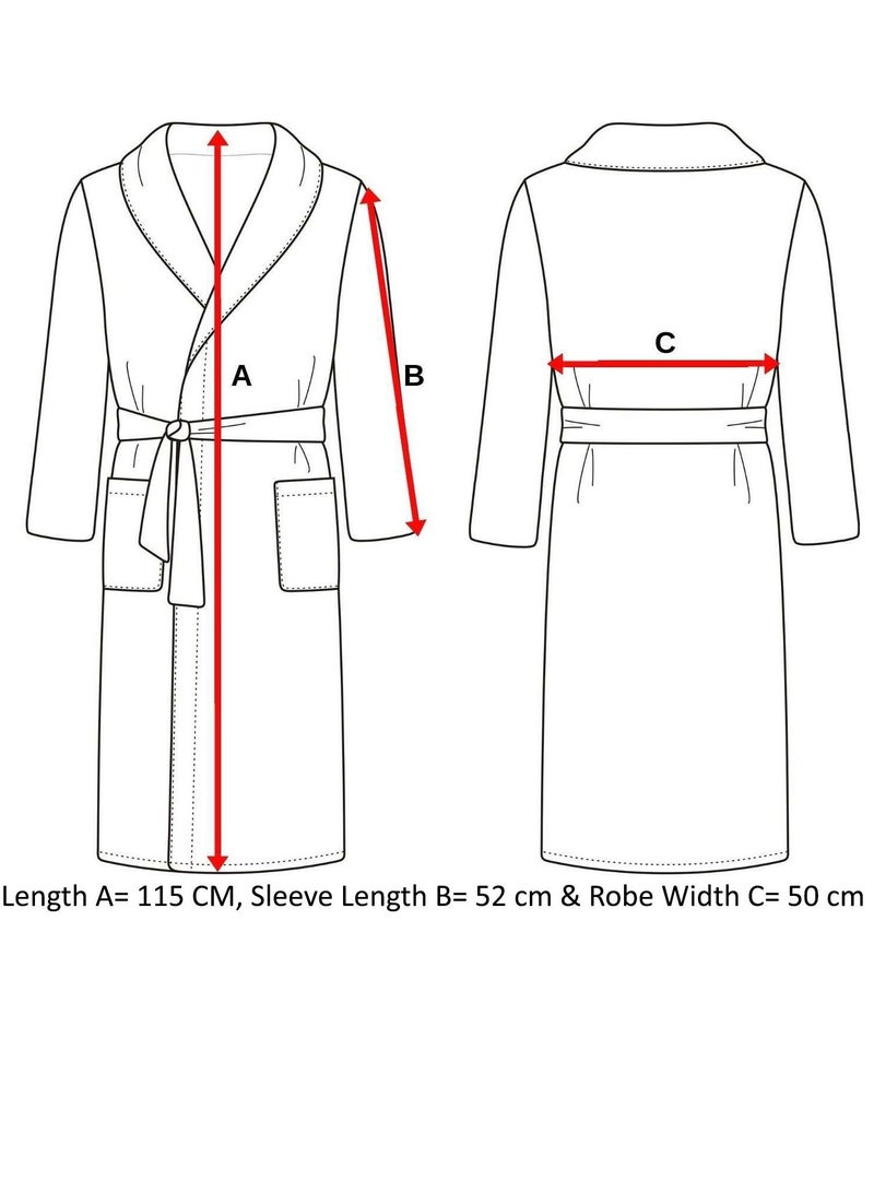 My VITA Turkish Cotton Bathrobe Terry Unisex with Dual Pockets, Belt and Shawl Collar Light Pink One Size  - Image 2