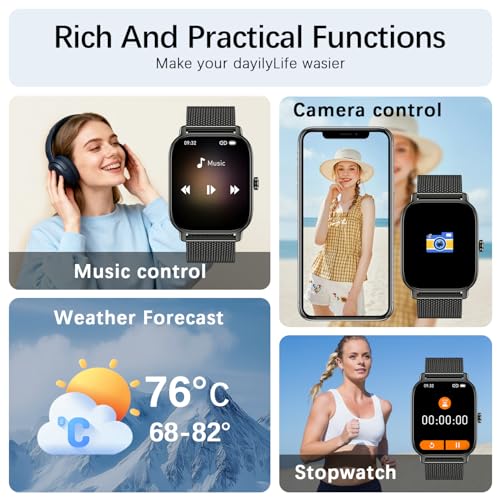 Paukila Smart Watch for Women Fitness Tracker: Make Answer Call Waterproof Running Smartwatch Android Phone iPhone Samsung Compatible Digital Mens Watches Pedometer Step Tracker Heart Rate Monitor - Image 5