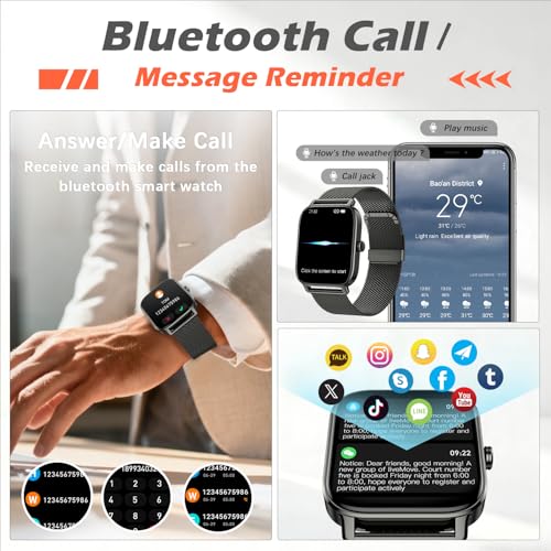 Paukila Smart Watch for Women Fitness Tracker: Make Answer Call Waterproof Running Smartwatch Android Phone iPhone Samsung Compatible Digital Mens Watches Pedometer Step Tracker Heart Rate Monitor - Image 2