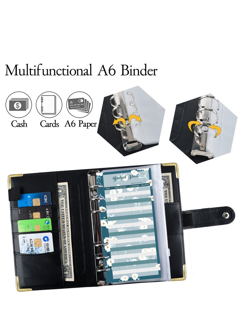 SOLARAE Budget Binder, A6 Marble PU Leather Binder, Money Organizer Cash Envelopes Budget Planner with 12 Zipper Cash Envelopes, 12 Expense Budget Sheets for Budgeting, Saving Money - Image 5