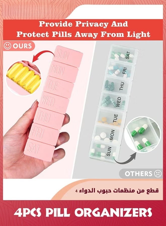 EETU 7 Day Pill Organizer,4 Pack Weekly Pill Organizer For Vitamin,Travel Pill Organizer,Dustproof and Moisture Proof Daily Pill Storage Box To Hold Vitamins, Medication and Fish Oil,2 Pink 2 Beige - Image 5