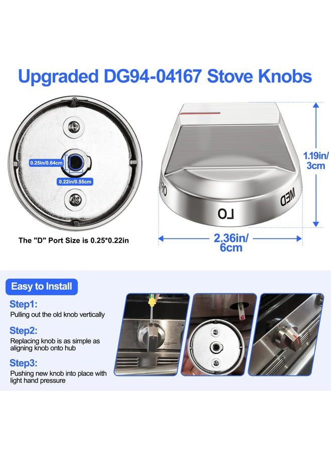 S-Union Upgraded DG94-04167 for Samsung Stove Knobs Replacement,DG94-04167A for Samsung Gas Stove Oven Knobs,Fit for NX60A6111SS/AA NX60A6311SS/AA NX60A6511SS/AA NX60A6711SS/AA for Samsung Range Knob (Silver) - Image 4