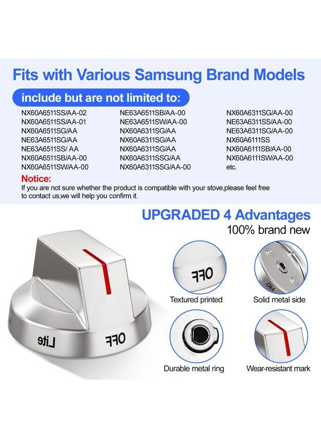 S-Union Upgraded DG94-04167 for Samsung Stove Knobs Replacement,DG94-04167A for Samsung Gas Stove Oven Knobs,Fit for NX60A6111SS/AA NX60A6311SS/AA NX60A6511SS/AA NX60A6711SS/AA for Samsung Range Knob (Silver) - Image 5
