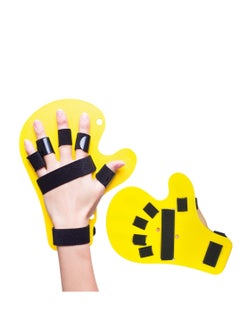 Generic Finger Orthotics Fingerboard Stroke Hand Splint for Assisted Rehabilitation Adjustable Size Prevent Finger Flexion and Deformation Suitable for both left right hands Yellow  - Image 1