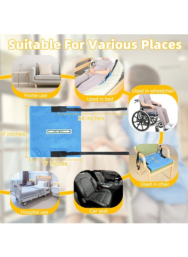 Ehucon Non-Slip One Direction Tubular Seat Cushion, Fall Prevention One Way Glide Pad for Elderly in Wheelchair, Size 17"x17"(with Hand Strap) - Image 2