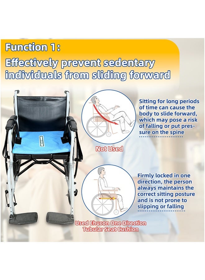 Ehucon Non-Slip One Direction Tubular Seat Cushion, Fall Prevention One Way Glide Pad for Elderly in Wheelchair, Size 17"x17"(with Hand Strap) - Image 4