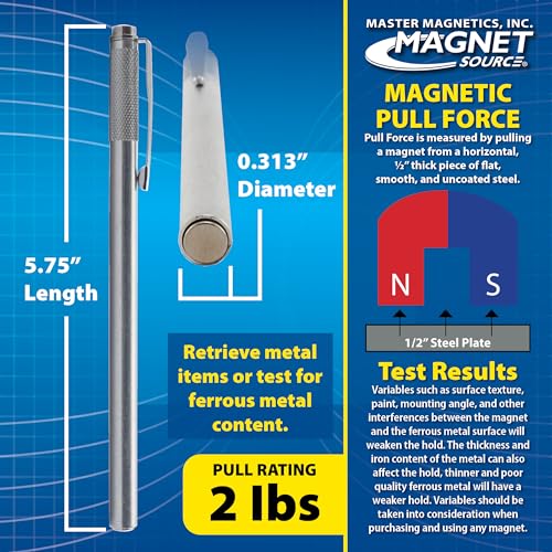 Master Magnetics Neodymium Magnetic Pick-Up Tool with Pocket Clip - 5.75" Length, 2 lb Hold, 07264 - Image 4