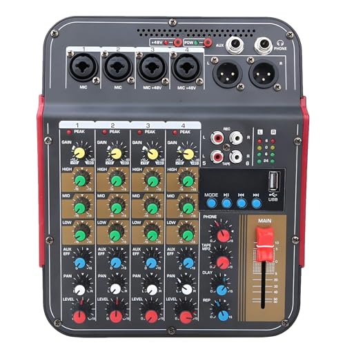 Powerpak MG-4 6-Channel Audio Mixer, Sound Board Mixing Console | 48V Phantom Power, MP3,Bluetooth,Echoes,USB Recording and XLR Output for DJ Show,Streaming,Podcasting - Image 1