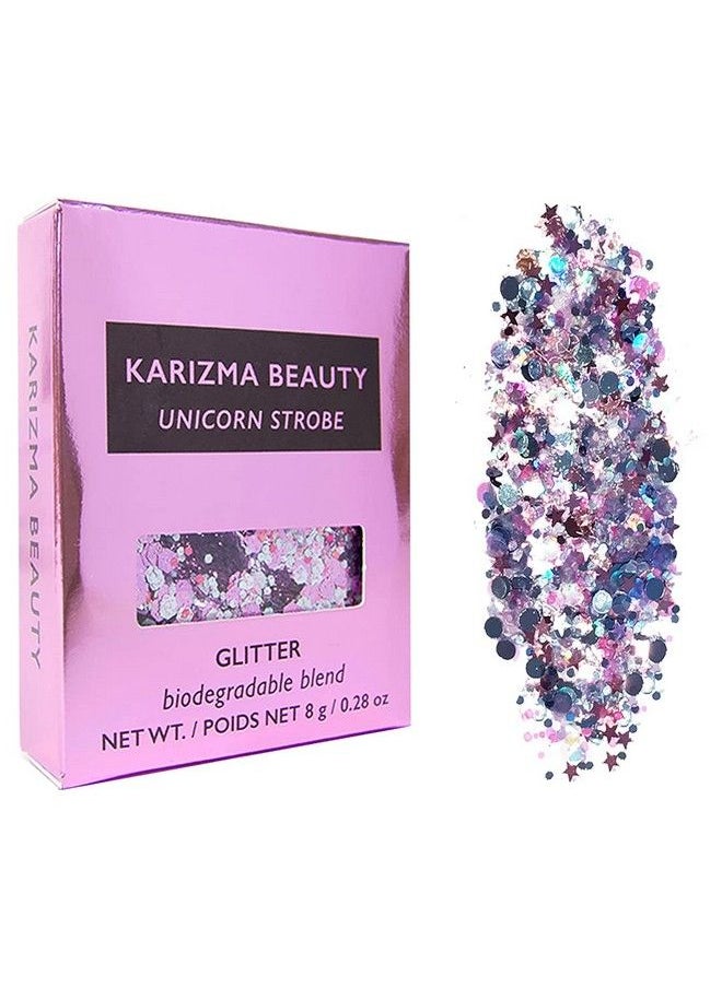 KARIZMA - Unicorn Strobe Biodegradable Chunky Glitter Karizma Beauty Silver Bio Glitter Eco Glitter Face Glitter Festival Chunky 10G - Image 1
