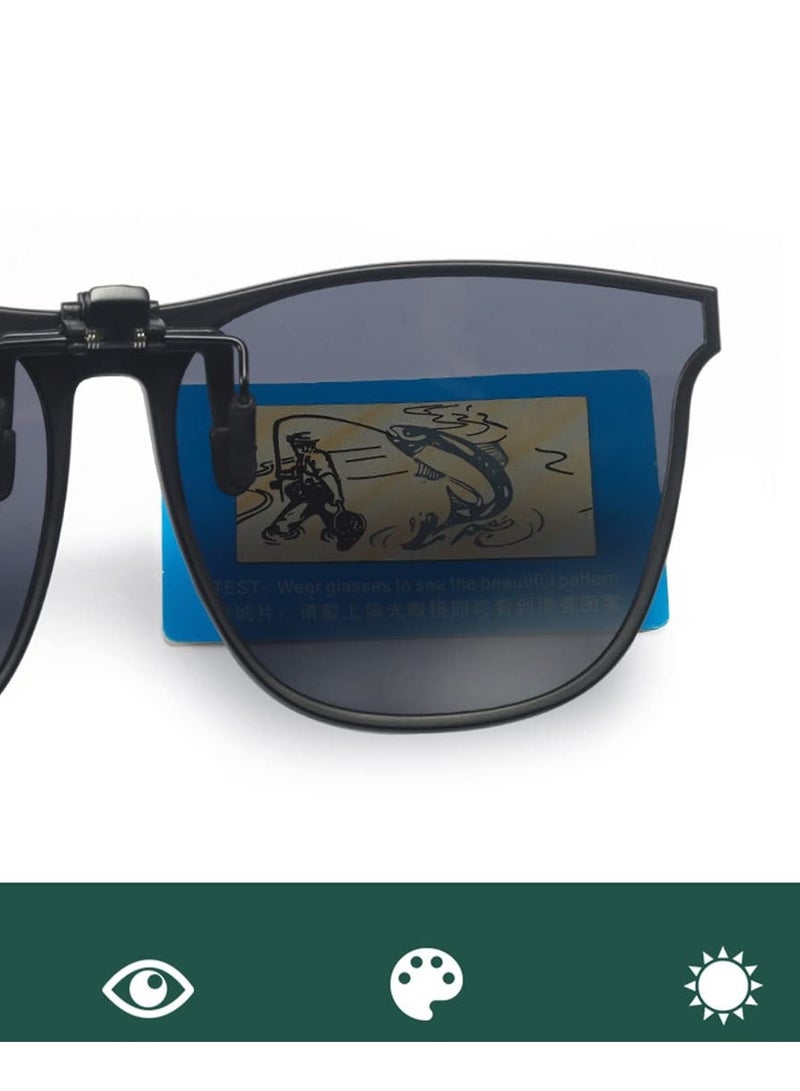 Zikra Clip-on Sunglasses, 3 Pieces Flip-Up Polarized Sunglasses Clips Large Frame Lightweight Women Men Glasses Accessories for Driving Outdoor Fishing (Grey Blue Silver) - Image 5