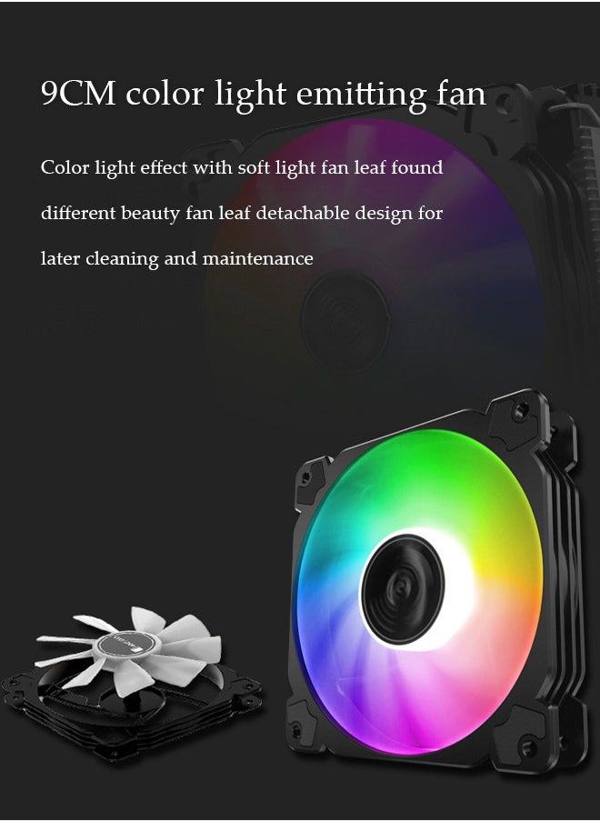 Generic - CR1200 RGB CPU Air Cooler, 90mm PWM CPU Cooler with 2 Heat Pipes, Removable Computer PC Fans Easy to Install, Quiet Rainbow RGB Cooling Fan for Intel LGA 1200/775/1150/1151/1155/1156, AMD AM4 AM3,Black - Image 1