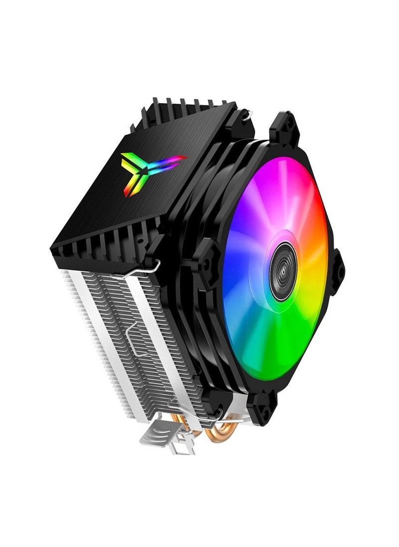 Generic - CR1200 RGB CPU Air Cooler, 90mm PWM CPU Cooler with 2 Heat Pipes, Removable Computer PC Fans Easy to Install, Quiet Rainbow RGB Cooling Fan for Intel LGA 1200/775/1150/1151/1155/1156, AMD AM4 AM3,Black - Image 1