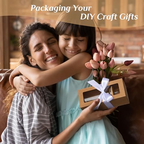 Honoson 24 Pcs Tumbler Gift Box with Ribbon for Sublimation Glass Exhibition Boxes Transparent for 12oz 16oz 20oz Drinking Cup Glasses Jars Mug Can Blanks 787 x 335 x 335Brown - Image 3