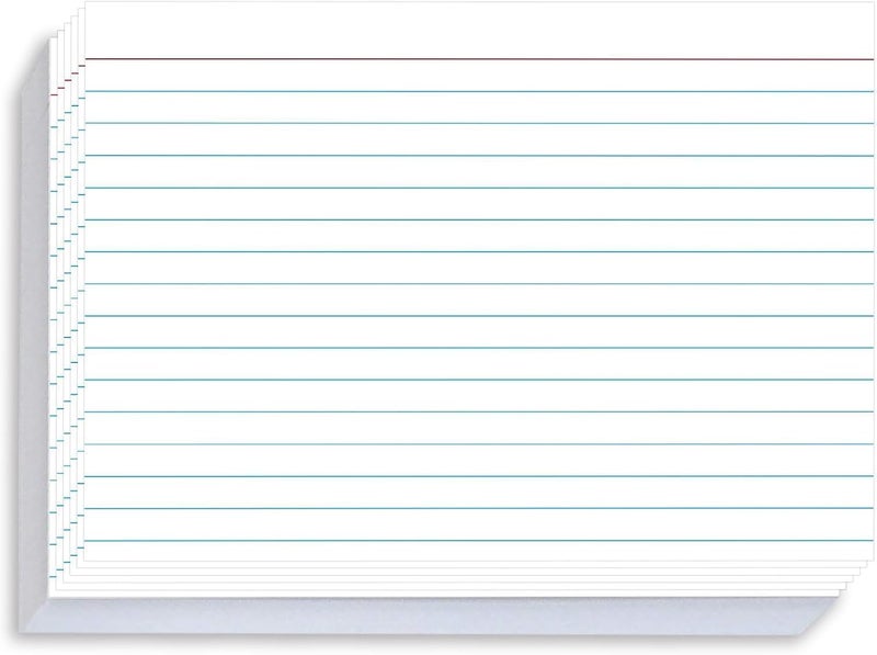 Pinovk 5x7 Ruled Index Cards 50 Pcs - Heavyweight White Note Cards for Office Organization - Large Lined Flashcards for Recipe Cards, Public Speaking & Task Tracking - 250gsm Thick Paper Note Cards - Image 1