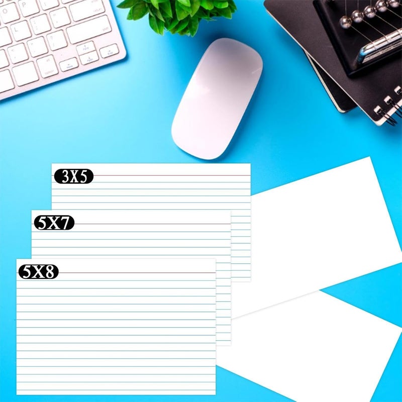 Pinovk 5x7 Ruled Index Cards 50 Pcs - Heavyweight White Note Cards for Office Organization - Large Lined Flashcards for Recipe Cards, Public Speaking & Task Tracking - 250gsm Thick Paper Note Cards - Image 3