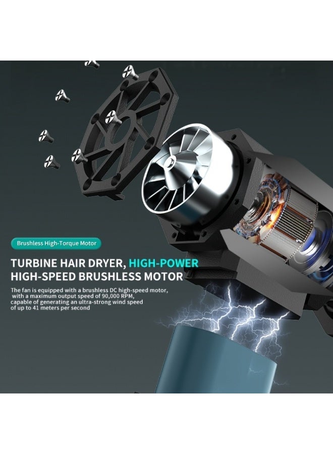 Violent turbo fan high speed boost hurricane, portable mini compressed air vacuum blower, 105000RPM, 3 adjustable blowing modes, USB charging, 4000mAh rechargeable lithium battery, 24V working voltage, ABS material, comes with accessory kit - Image 2