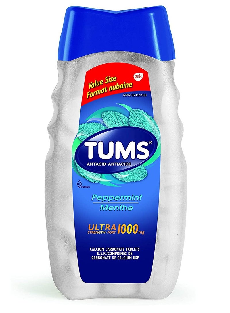 TUMS Ultra Strength Antacid for Heartburn Relief, Peppermint, 160 Count - Image 2