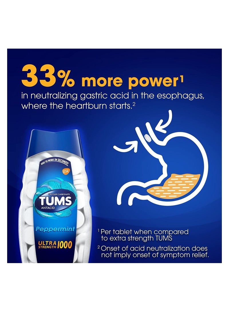 TUMS Ultra Strength Antacid for Heartburn Relief, Peppermint, 160 Count - Image 3