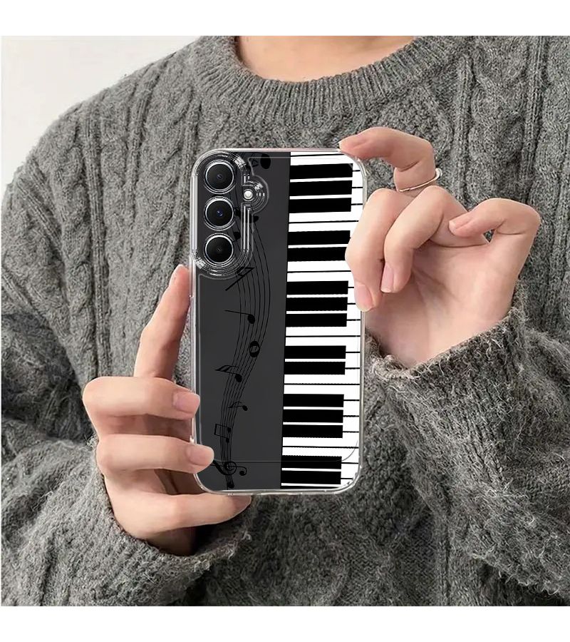 حافظة هاتف بتصميم نغمات موسيقية ومفاتيح بيانو بألوان مختلطة 1 متوافقة مع الاسم الرمزي M40S - Image 5