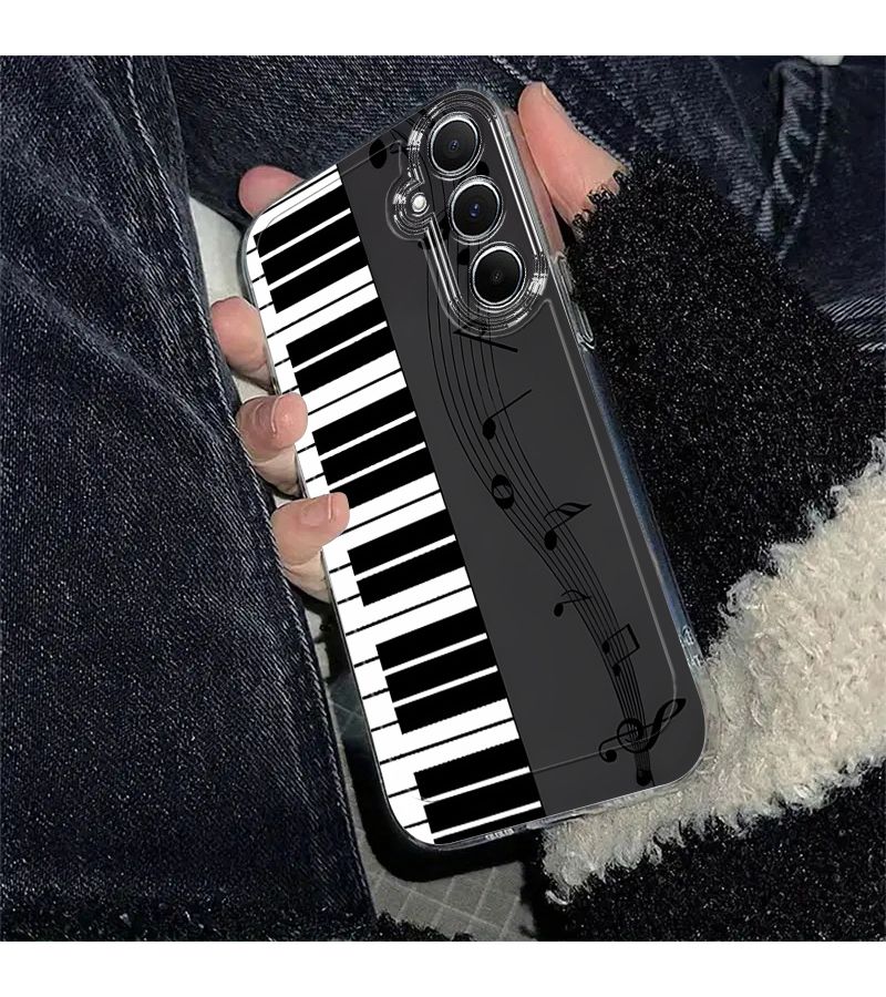 حافظة هاتف بتصميم نغمات موسيقية ومفاتيح بيانو بألوان مختلطة 1 متوافقة مع الاسم الرمزي M40S - Image 2