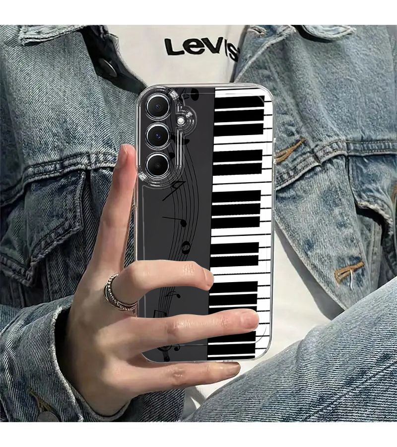 حافظة هاتف بتصميم نغمات موسيقية ومفاتيح بيانو بألوان مختلطة 1 متوافقة مع الاسم الرمزي M40S - Image 4