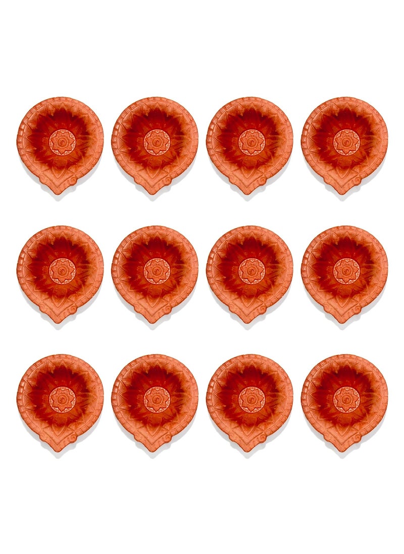 HOME GENIE Home Genie Handmade Diyas for Diwali Decoration Handmade Clay Mitti Diya Lanterns for Diwali Decoration Decoration Mitti Diya Handmade Clay Diyas Pack of 12  - Image 1
