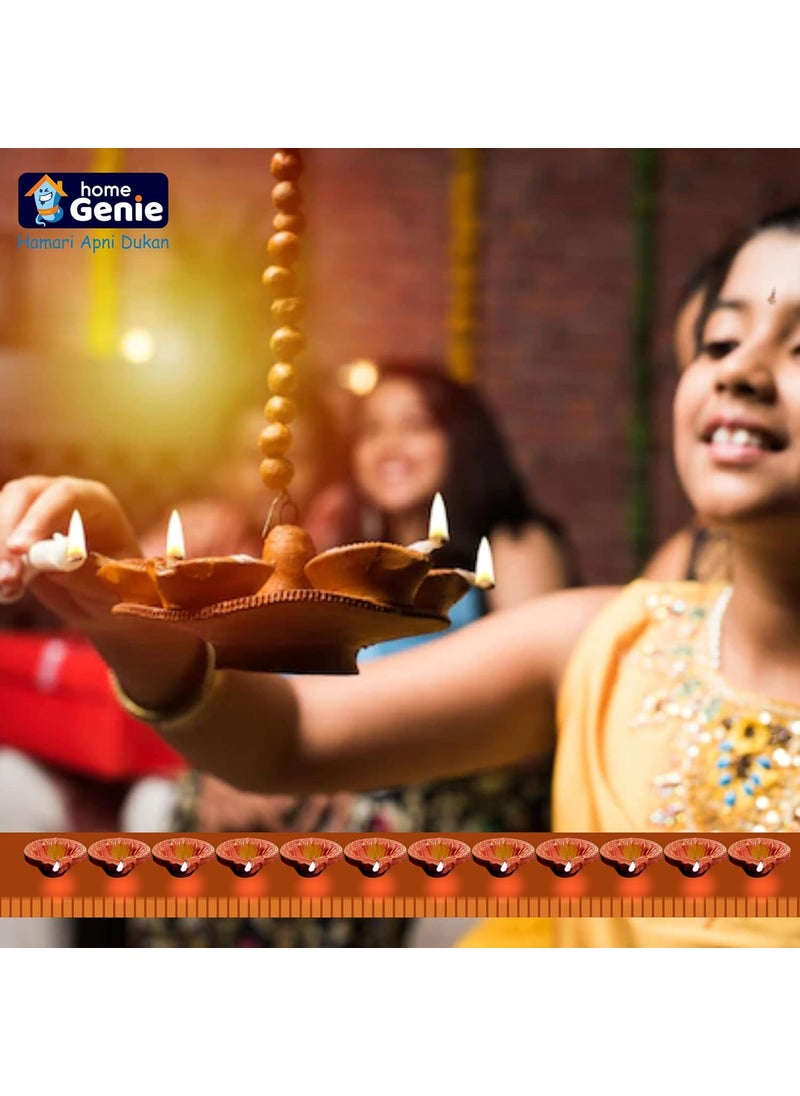 HOME GENIE Home Genie Handmade Diyas for Diwali Decoration Handmade Clay Mitti Diya Lanterns for Diwali Decoration Decoration Mitti Diya Handmade Clay Diyas Pack of 12  - Image 2