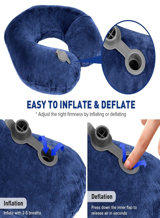 Rewondah Neck Pillows for Travel, Inflatable Travel Pillow, Inflatable Neck Pillow for Traveling Airplane with Soft Velour Washable Cover, U Shape Blow Up Neck Pillow for Airplanes Train Car Travel - Image 5