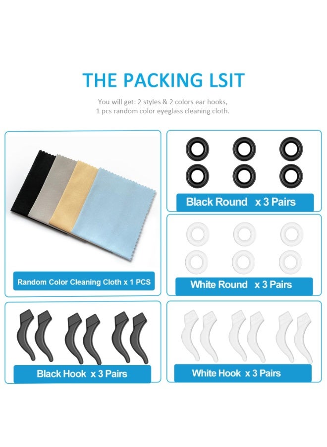12 Pairs Eyeglasses Ear Grips, Anti-Slip Silicone Ear Hooks Retainer for Kids & Adults - Image 1