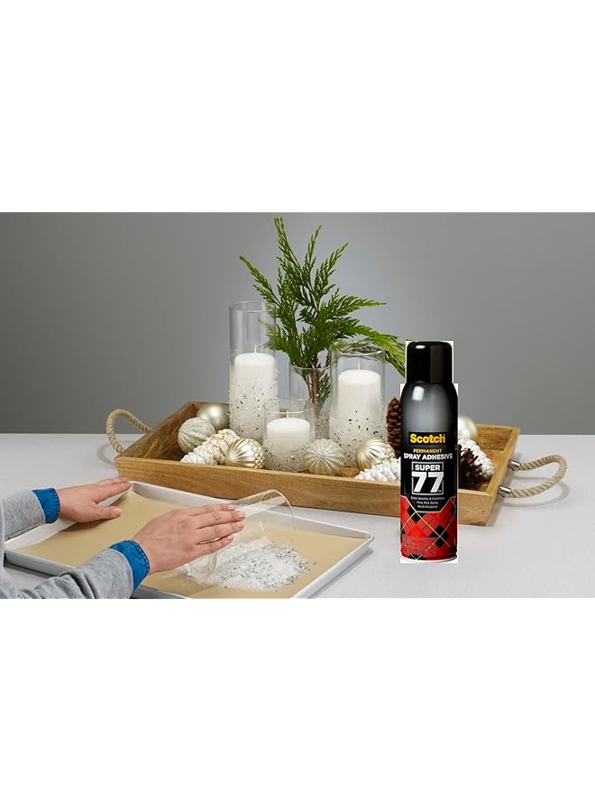 Scotch  Multi Purpose Spray Adhesive 13.57 Oz 385Gr Transparent Color Multipurpose Adhesive Spray Bonds To Fabric Cardboard Plastic Metal Wood And More Glue Super Glue 1 Bottle Pack - Image 5