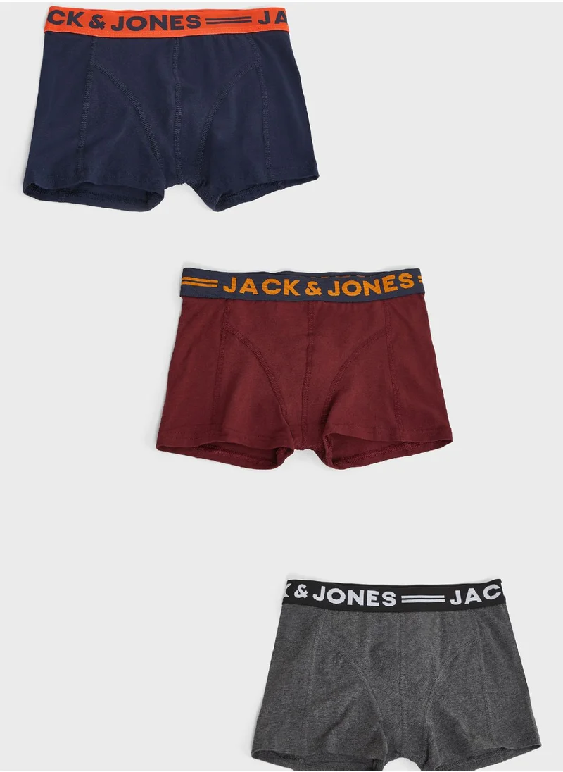 Jack & Jones Junior 3 Pack Kids Logo Band Trunks