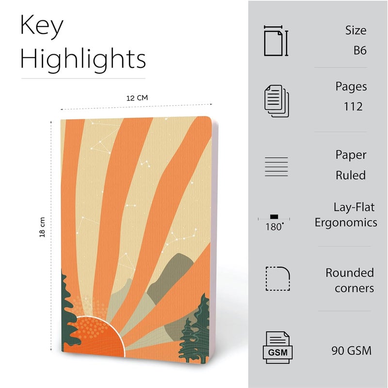 FACTOR NOTES دفتر: 90 جرام/متر مربع، B6، مخطط، 112 صفحة يوميات (استيقظ وتألق) - Image 2