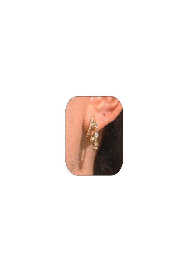 YANCHUN Triple Hoop Earrings for Women Trendy Cubic Zirconia Earrings Small Gold Hoop Claw Statement Birthday Party Jewelry Gifts for Women - Image 1