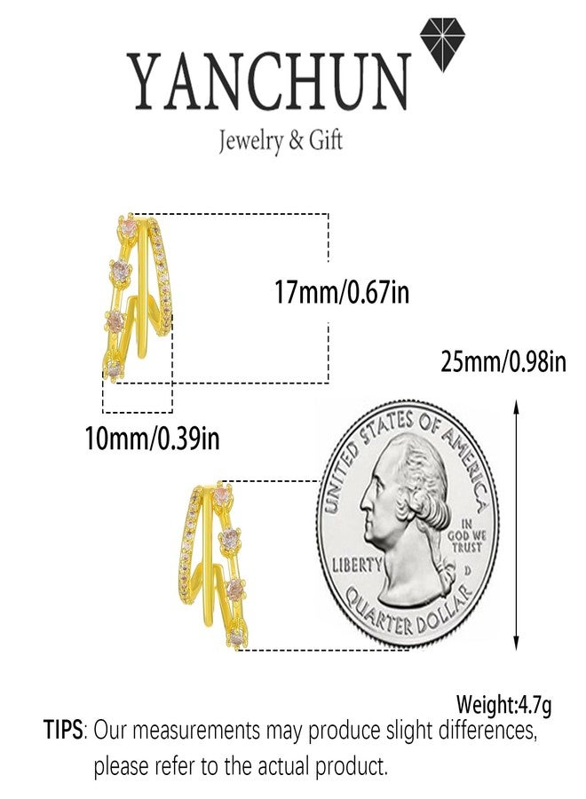 YANCHUN Triple Hoop Earrings for Women Trendy Cubic Zirconia Earrings Small Gold Hoop Claw Statement Birthday Party Jewelry Gifts for Women - Image 5