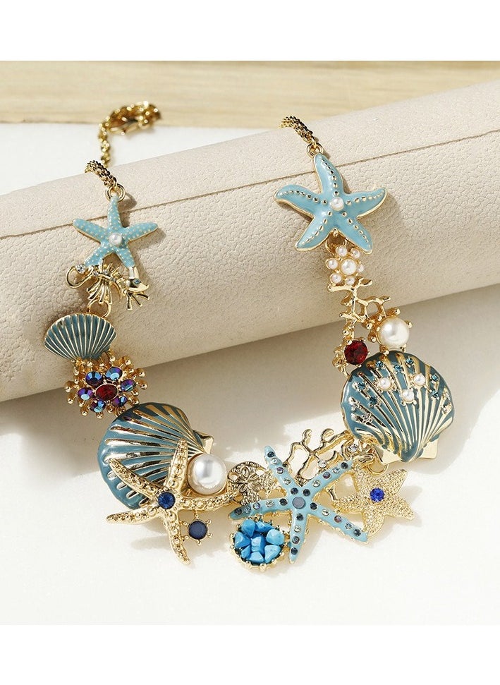 Shell Starfish Coral Pearl Collarbone Chain