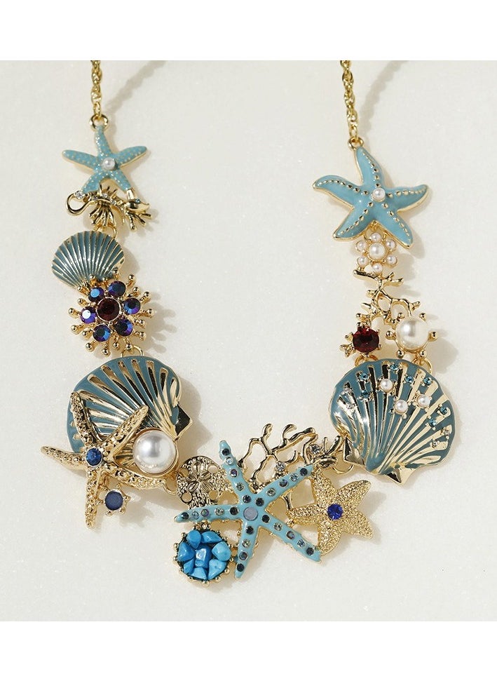 Shell Starfish Coral Pearl Collarbone Chain