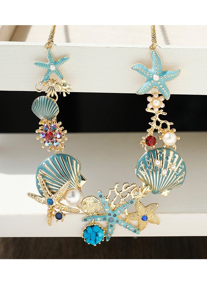 Shell Starfish Coral Pearl Collarbone Chain
