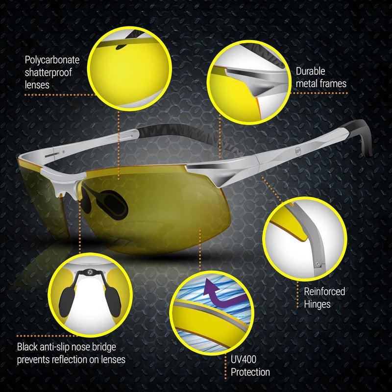 BLUPOND Night Driving Glasses For Men/Women - HD Yellow Vision for Maximum Clarity - Knight Visor - Image 5