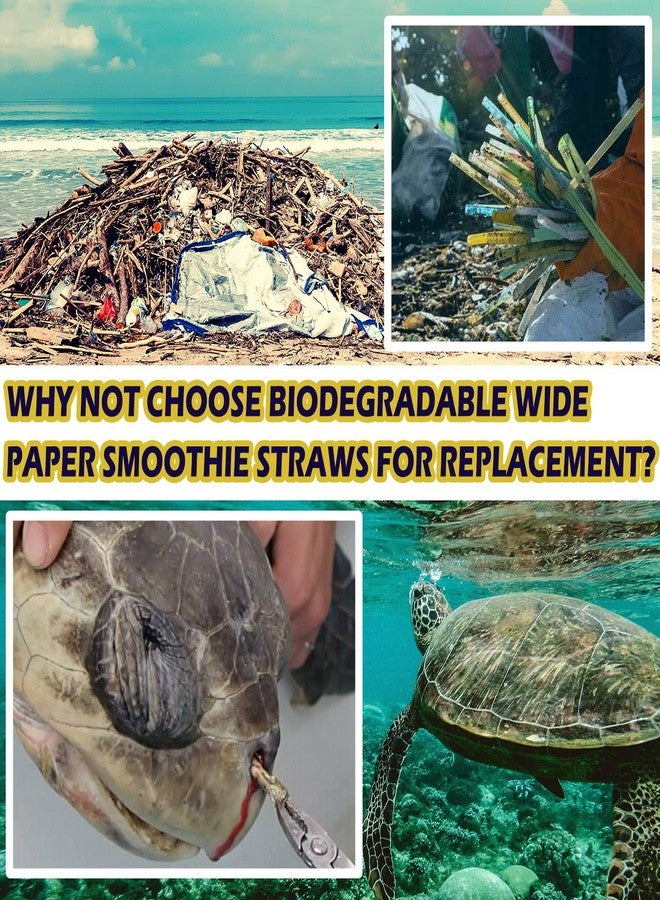 Hiware 100 Pack, Extra Wide Paper Smoothie, Boba Straws - 10 mm Wide Biodegradable Straws for Bubble Tea (Tapioca, Boba Pearls), Milkshakes, Jumbo Drinks - Shower, Wedding Party Supplies Decorations - Image 2