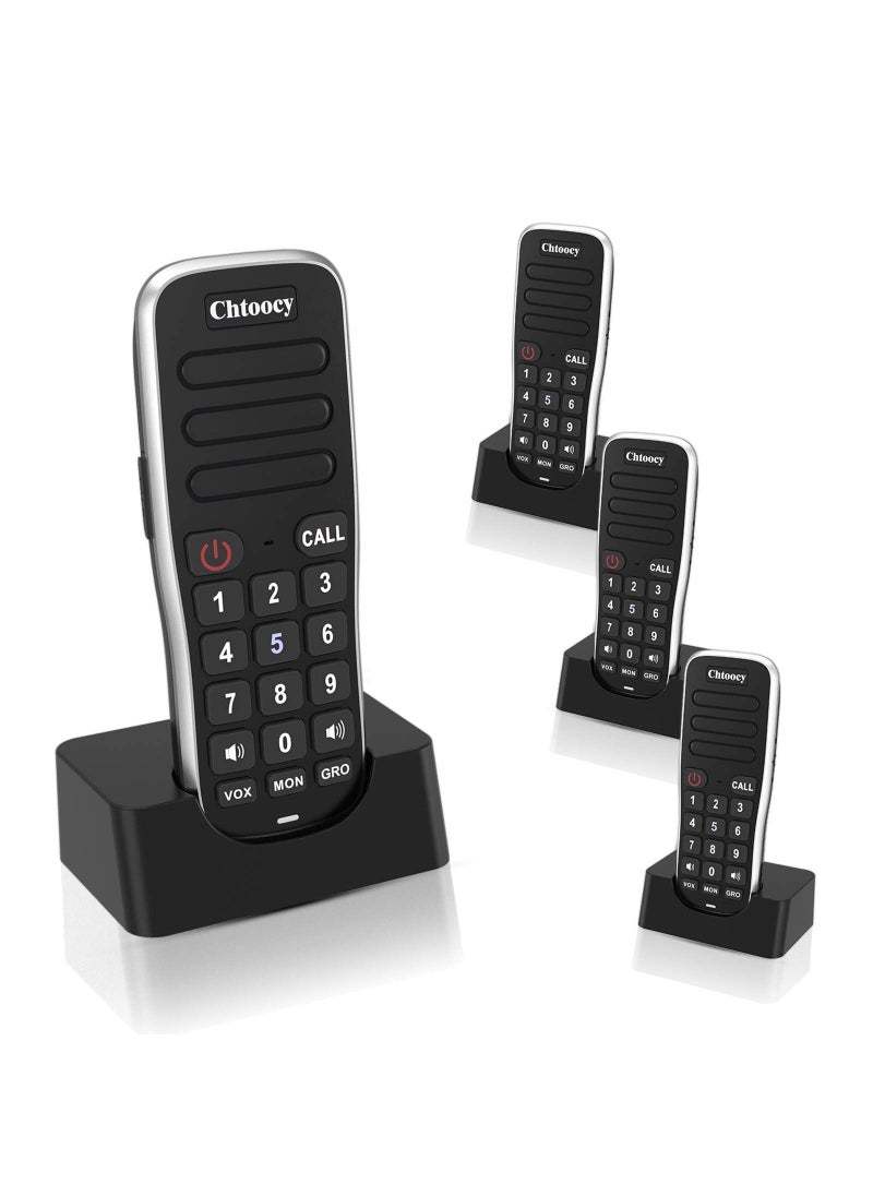 Chtoocy Chtoocy Rechargeable Intercoms Wireless for Home 5280 Feet Range 10 Channel, Handheld Wireless Intercom System for Home Business Office, Room to Room Communication System Expandable (4 Packs, Black)  - Image 1