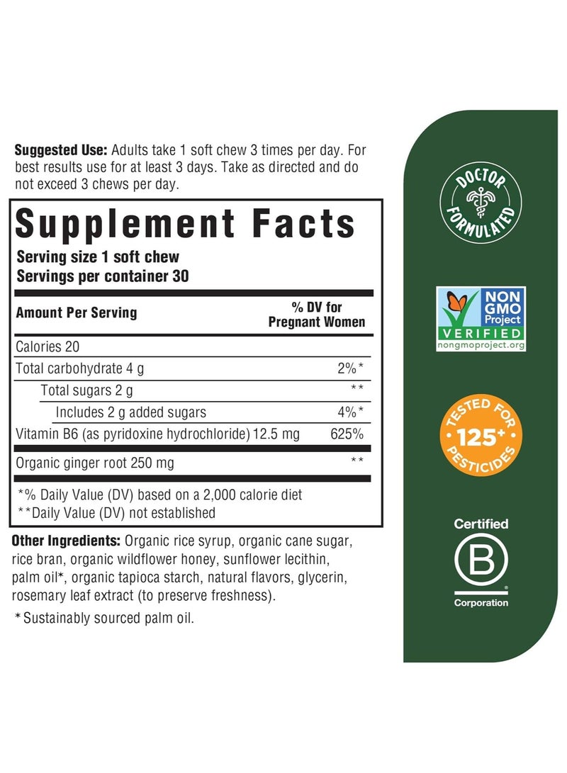 MegaFood Baby & Me  Morning Sickness Nausea Relief,With Ginger and B6, Individually Wrapped Soft Chews, Honey Lemon Ginger, Natural Lemon Flavor with other natural flavors, Dietary Supplement, 30 Chews | 30 Servings - Image 2