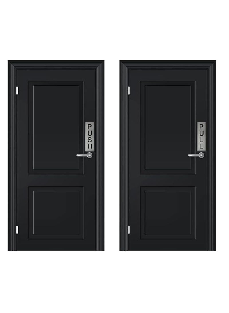 Yuwell 1 Pair (2 Pcs) Push Pull Metal Sign Stickers Self Adhesive Push & Pull Signage Board For Glass Wooden Doors, Office Hospital, Mall Gate Sticker Push Pull Door Sticker - Image 2