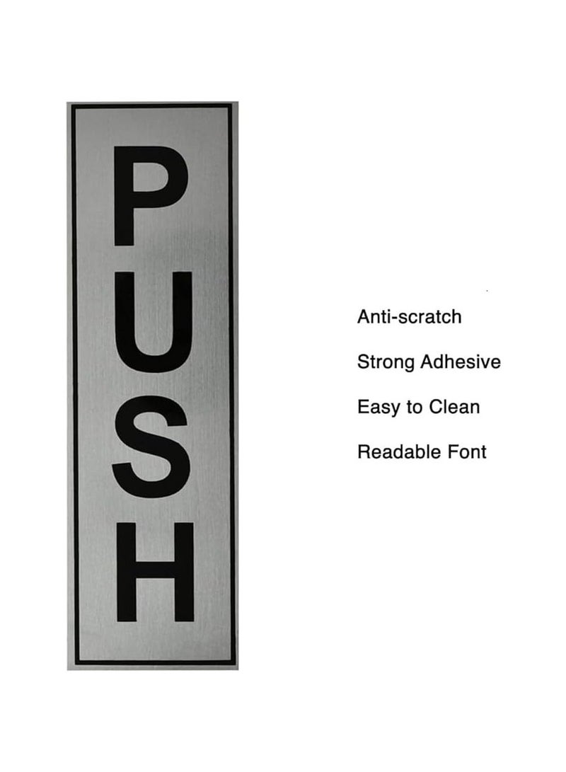 Yuwell 1 Pair (2 Pcs) Push Pull Metal Sign Stickers Self Adhesive Push & Pull Signage Board For Glass Wooden Doors, Office Hospital, Mall Gate Sticker Push Pull Door Sticker - Image 4