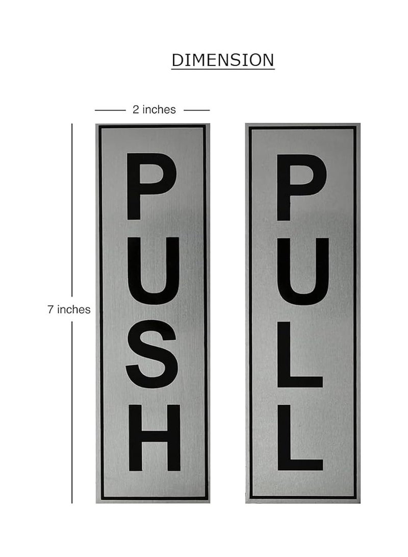 Yuwell 1 Pair (2 Pcs) Push Pull Metal Sign Stickers Self Adhesive Push & Pull Signage Board For Glass Wooden Doors, Office Hospital, Mall Gate Sticker Push Pull Door Sticker - Image 3